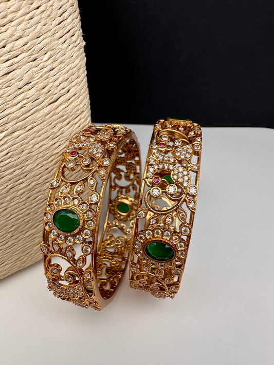 Matte CZ Green Bangles