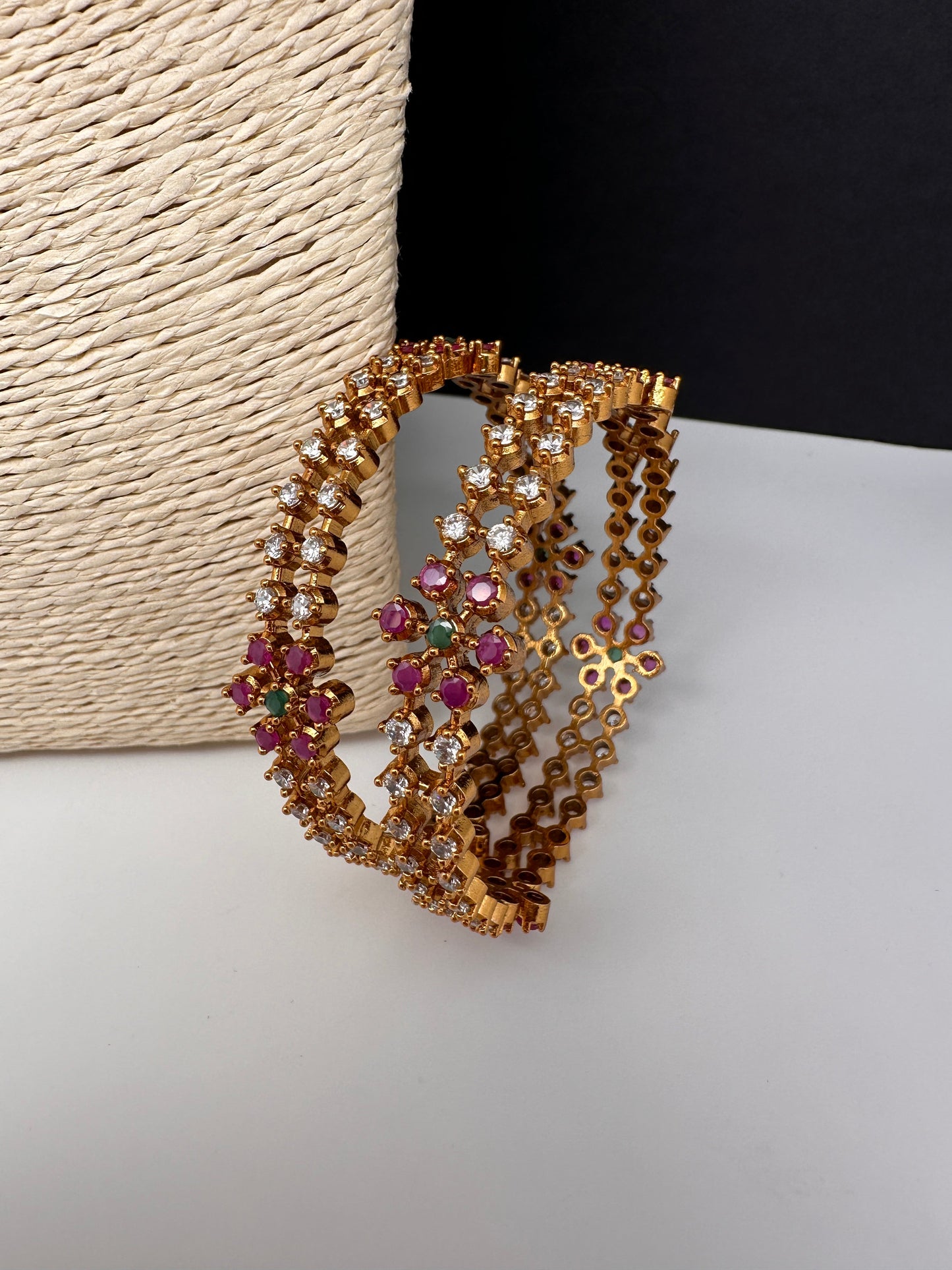CZ Multi Color Floral Bangles