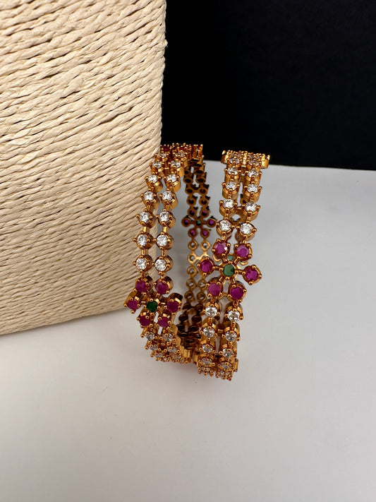 CZ Multi Color Floral Bangles