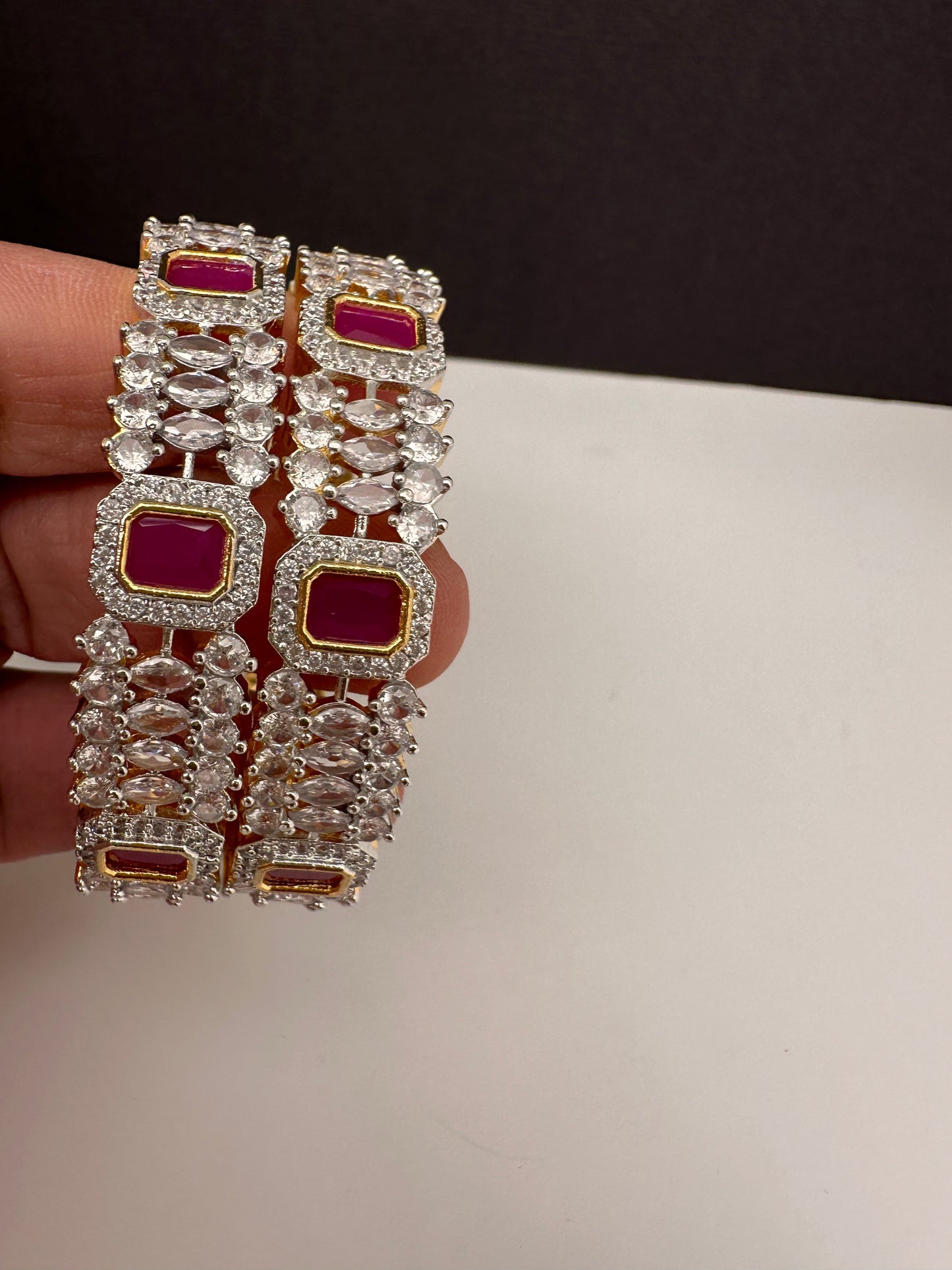 American Diamond Ruby Bangles
