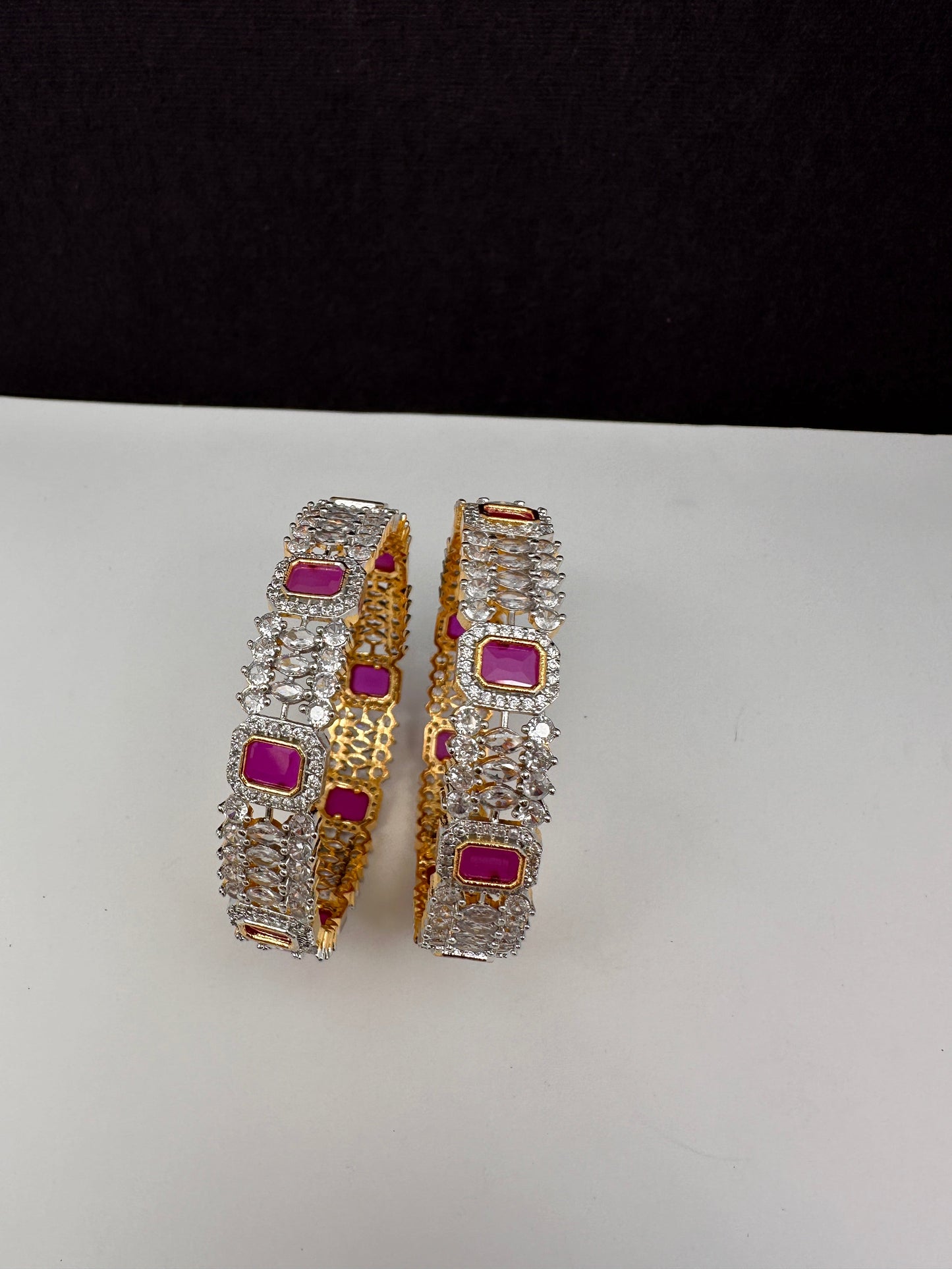 American Diamond Ruby Bangles