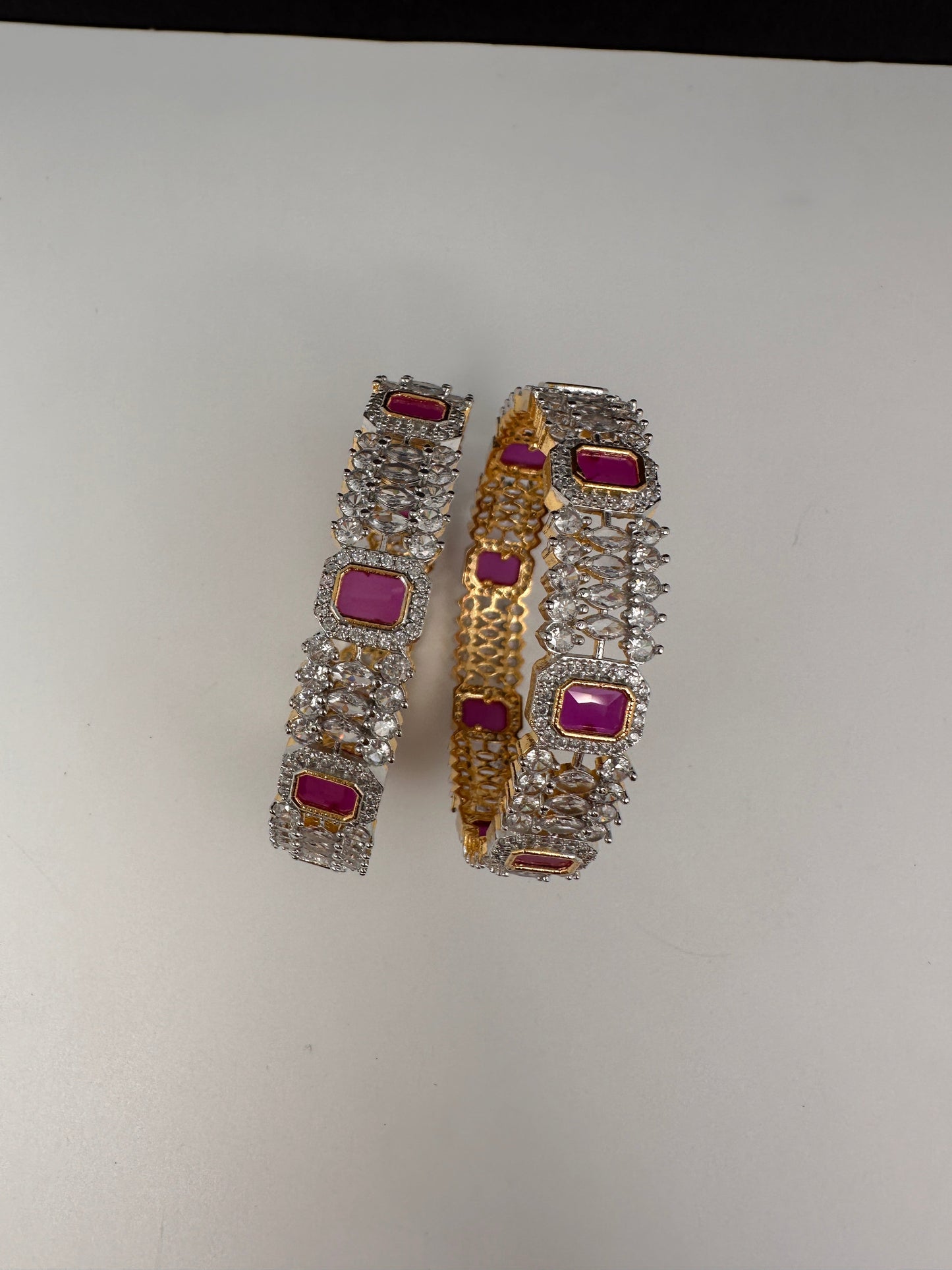 American Diamond Ruby Bangles