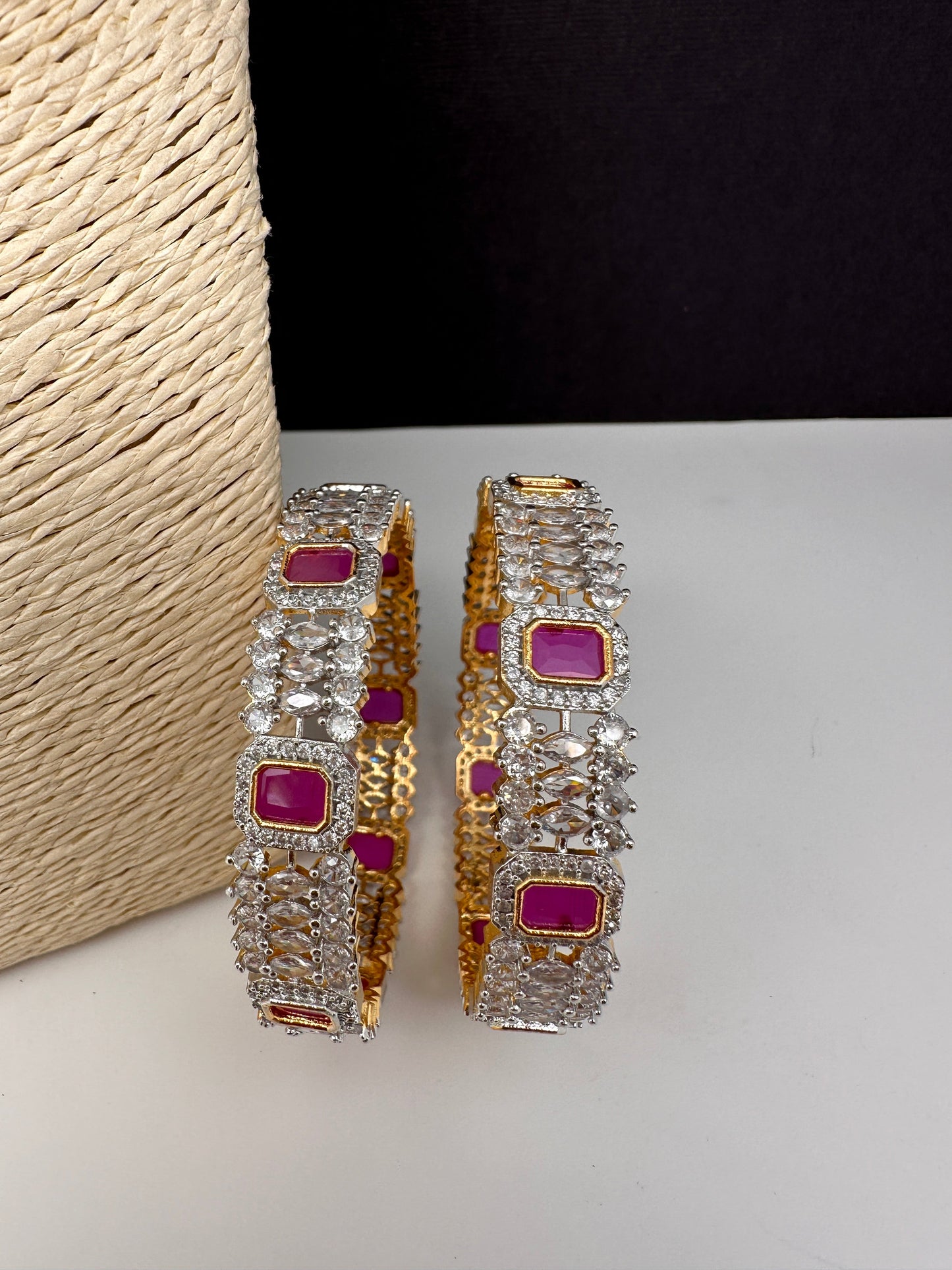 American Diamond Ruby Bangles