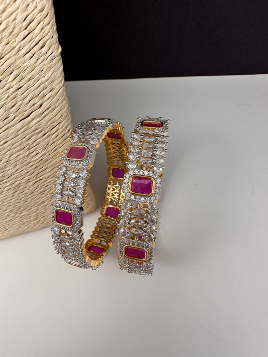 American Diamond Ruby Bangles