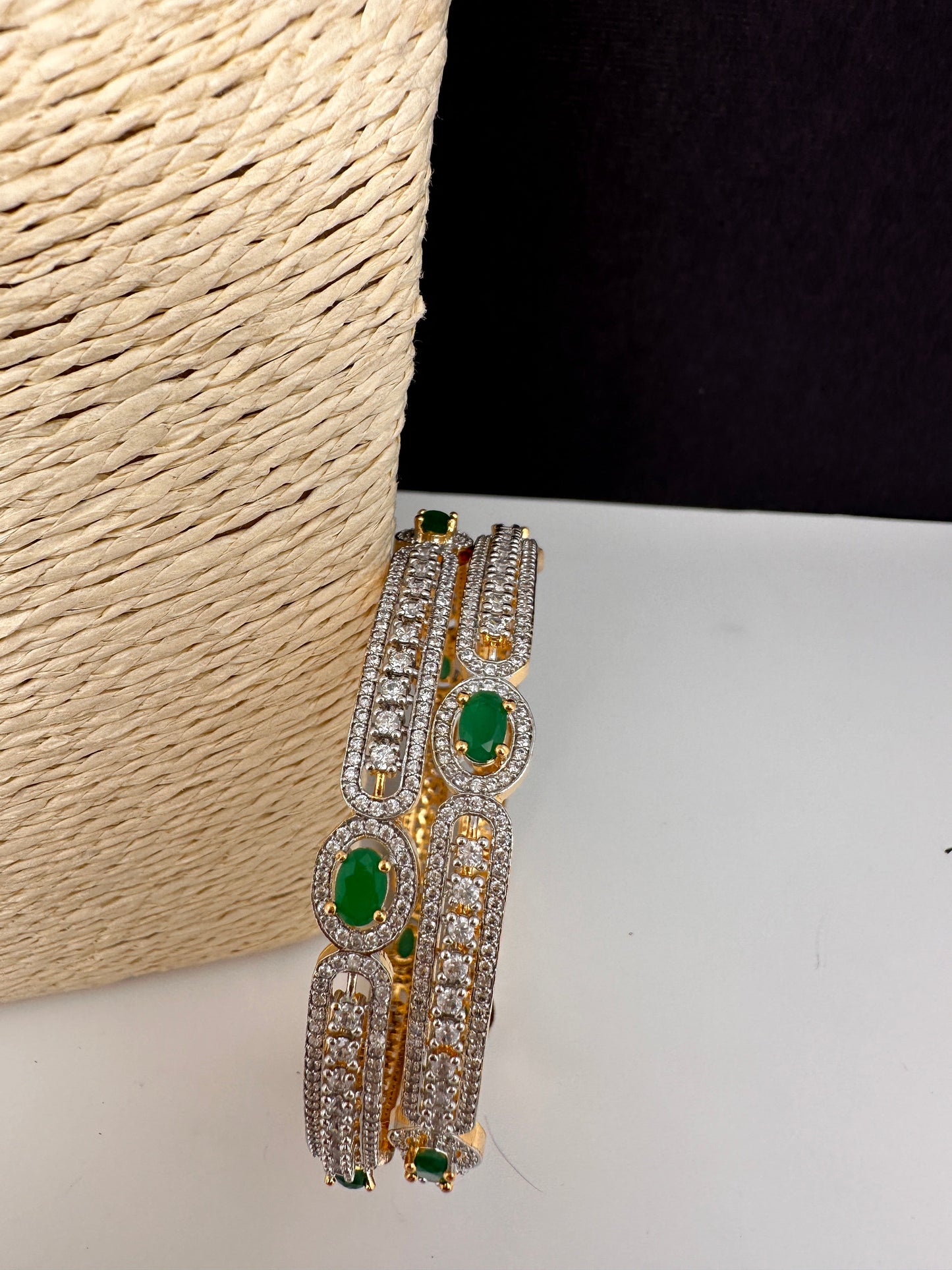 American Diamond Emerald Green Bangles