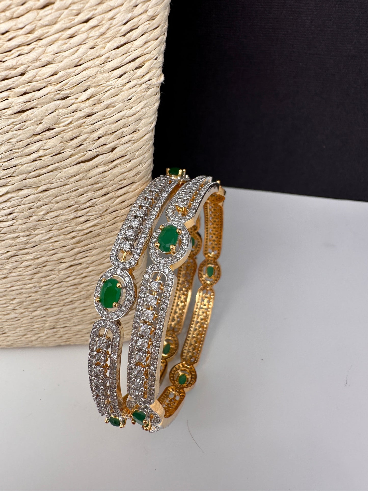 American Diamond Emerald Green Bangles