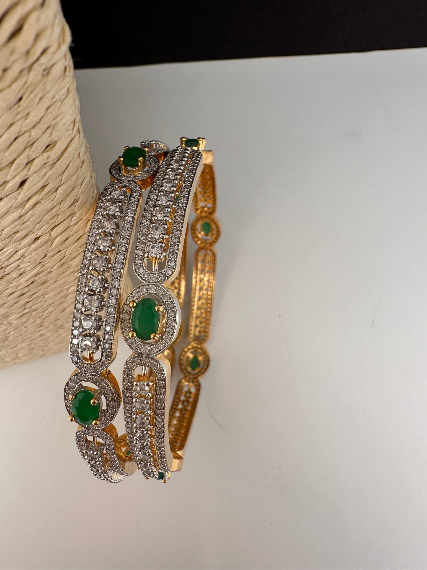 American Diamond Emerald Green Bangles