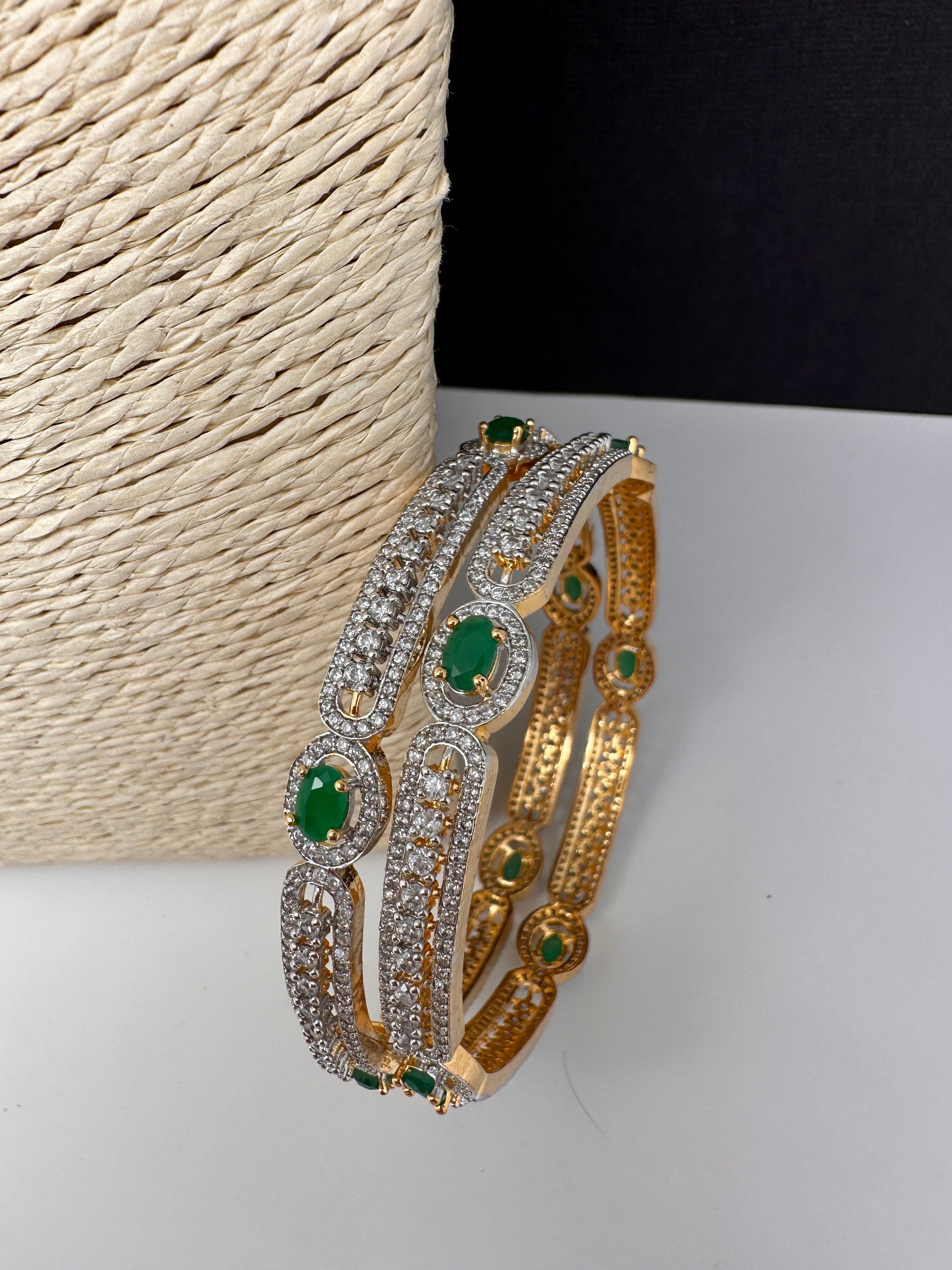 American Diamond Emerald Green Bangles