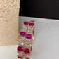 American Diamond Ruby Pink Bangles