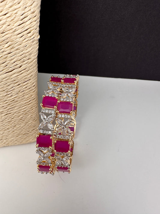 American Diamond Ruby Pink Bangles
