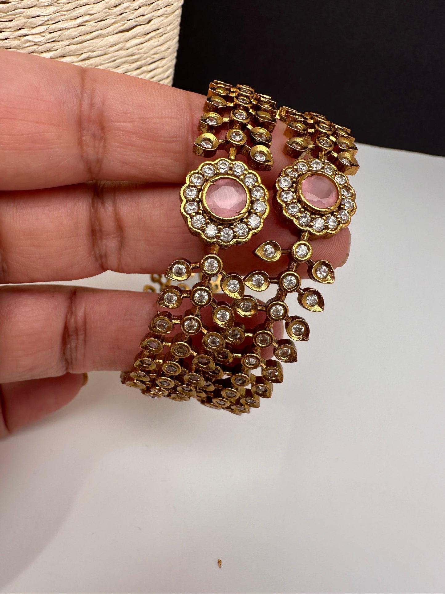 Matte CZ Pink Bangles