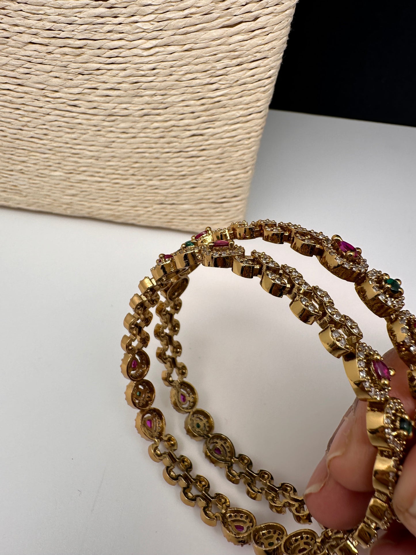 Matte CZ Multi ColorVictorian Bangles