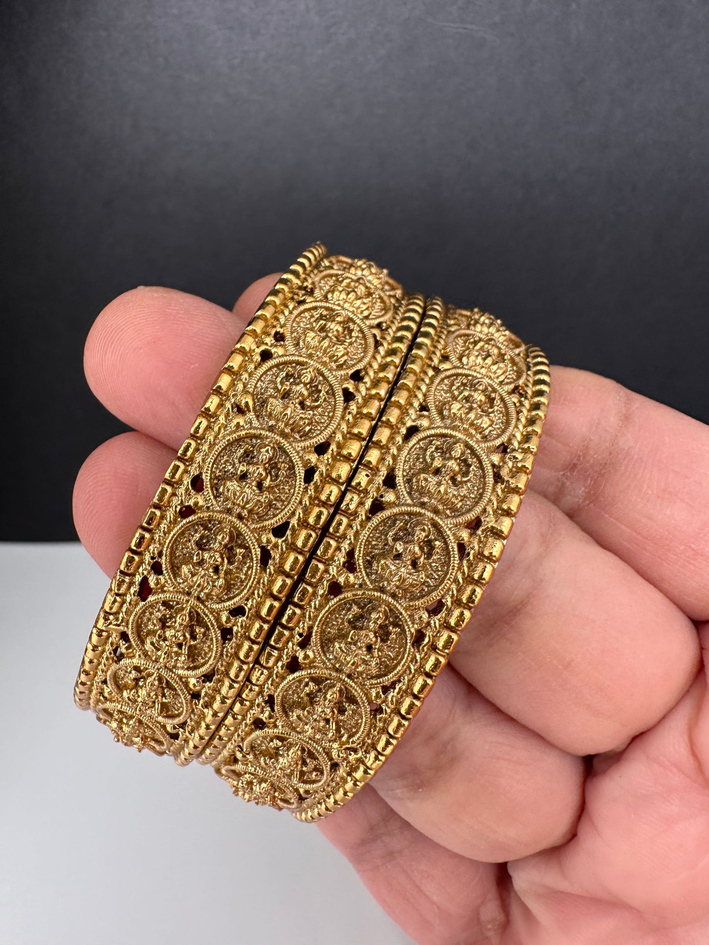 Matte Goddess Lakshmi Coin Bangles