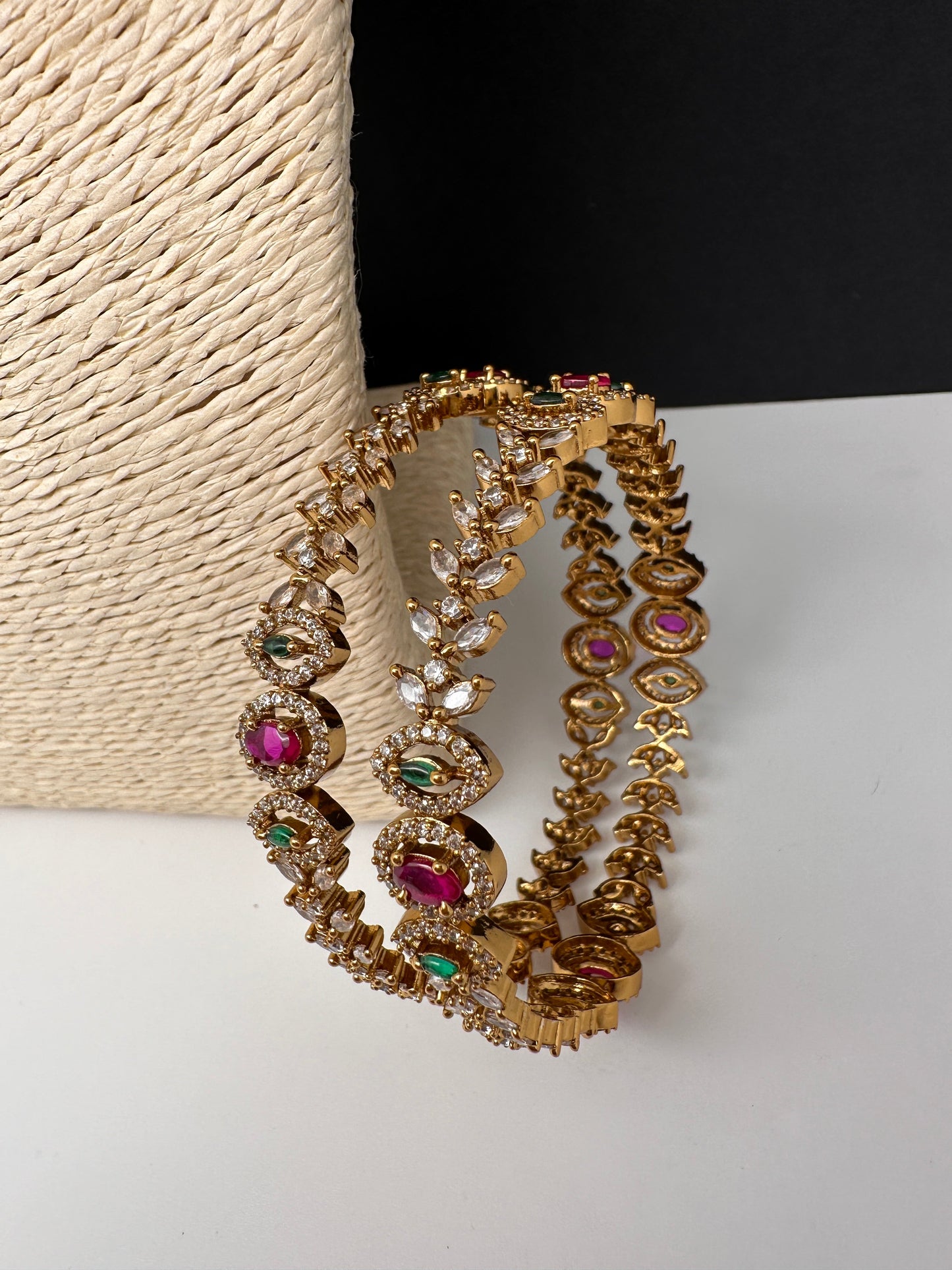 Matte CZ Multi Color Victorian Bangles