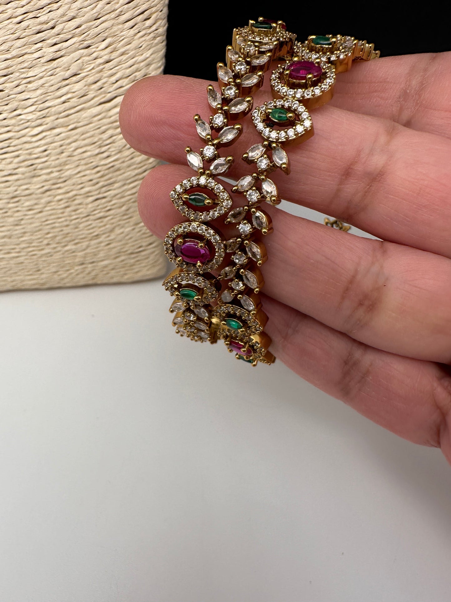Matte CZ Multi Color Victorian Bangles