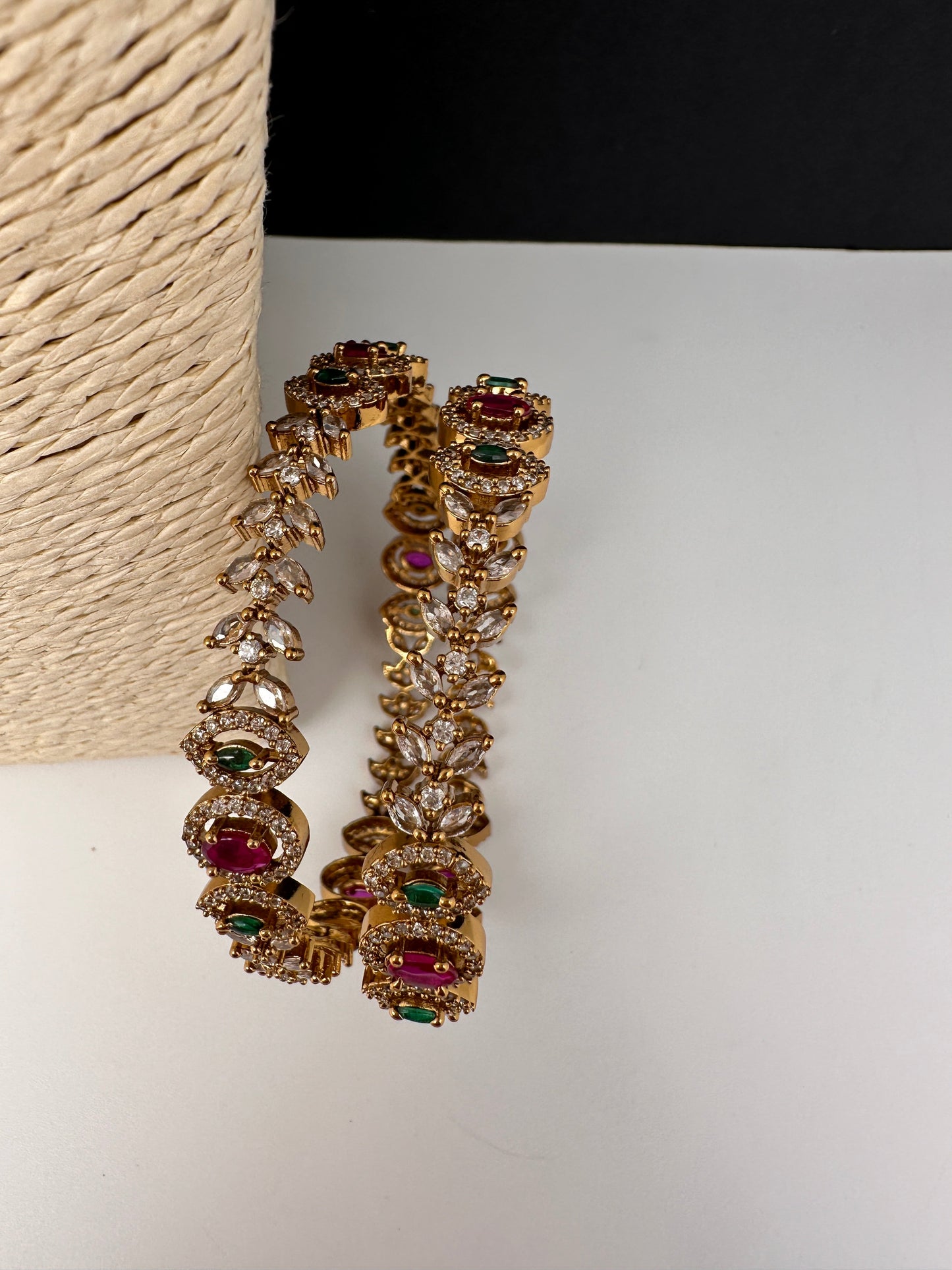 Matte CZ Multi Color Victorian Bangles