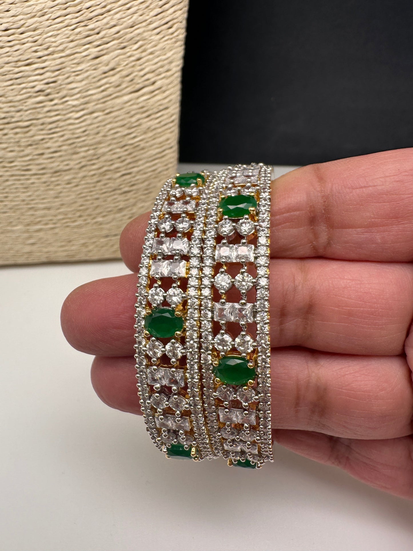 Emerald Green Marquise AD Bangles