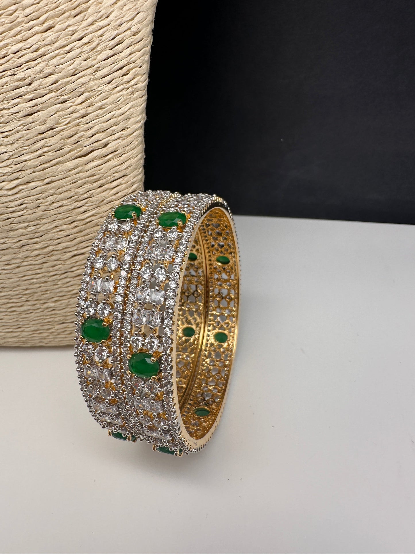 Emerald Green Marquise AD Bangles