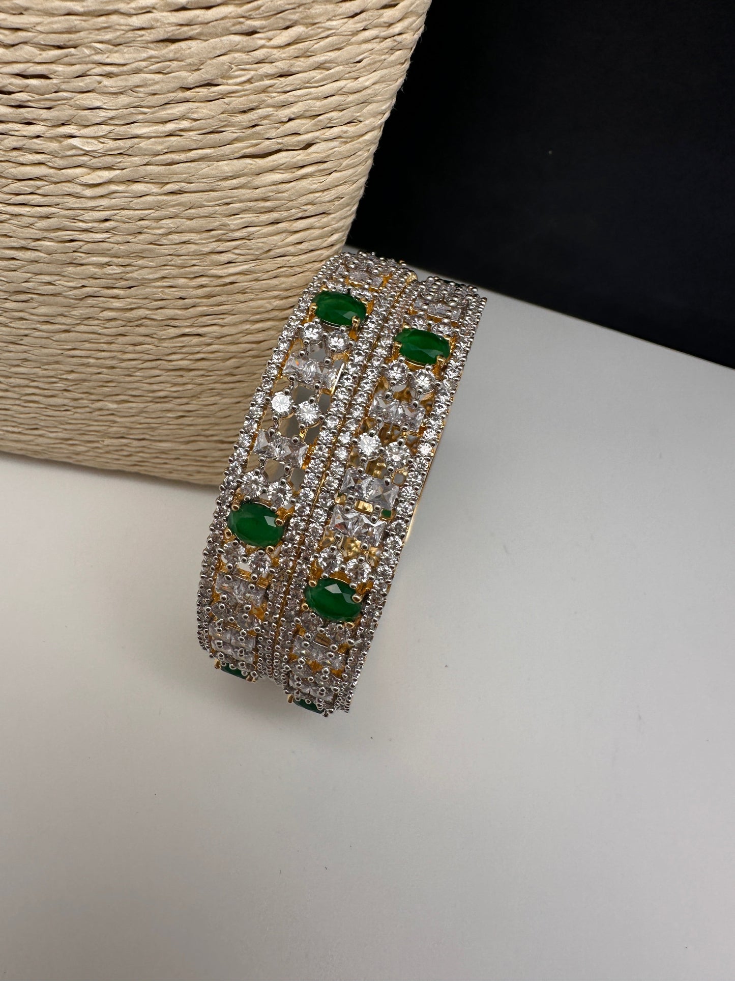 Emerald Green Marquise AD Bangles