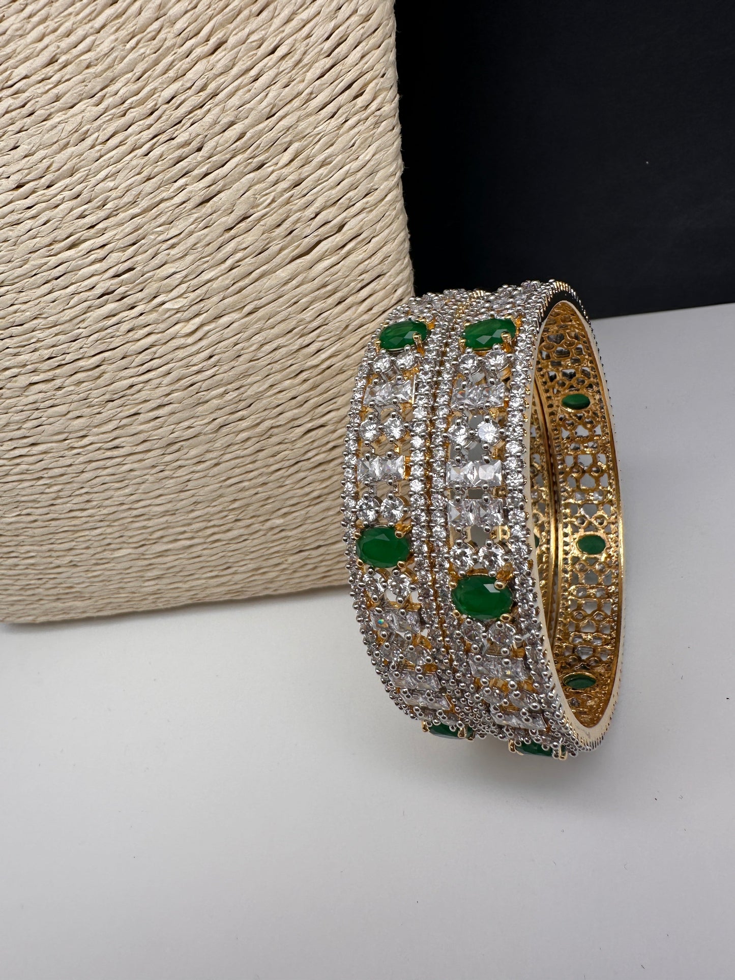Emerald Green Marquise AD Bangles