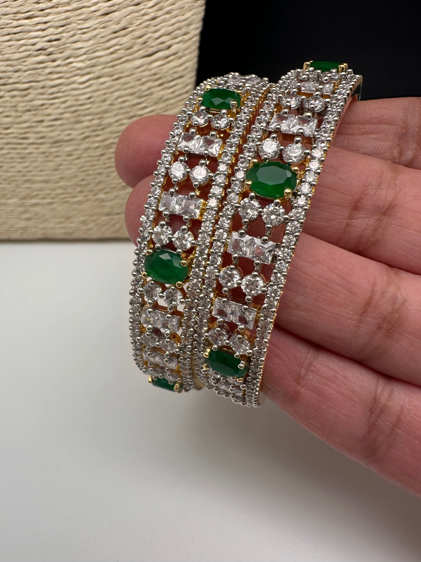 Emerald Green Marquise AD Bangles