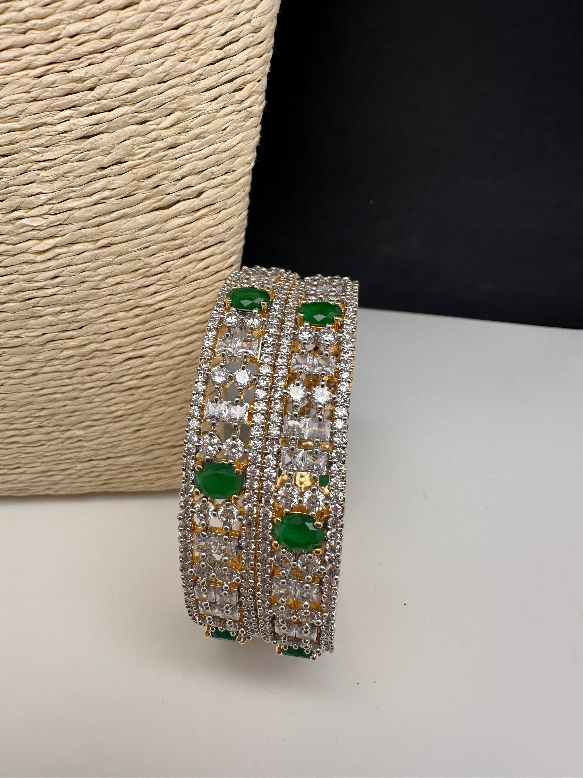 Emerald Green Marquise AD Bangles
