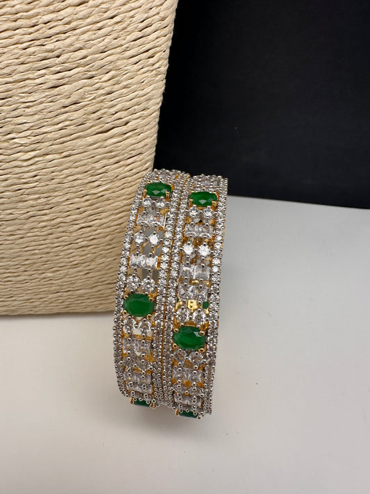 Emerald Green Marquise AD Bangles
