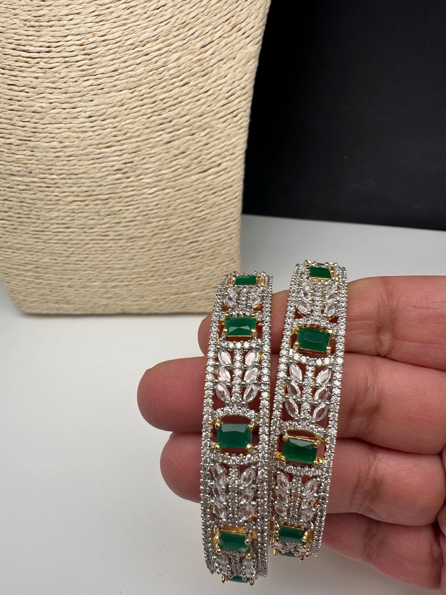 Emerald Green Marquise AD Bangles