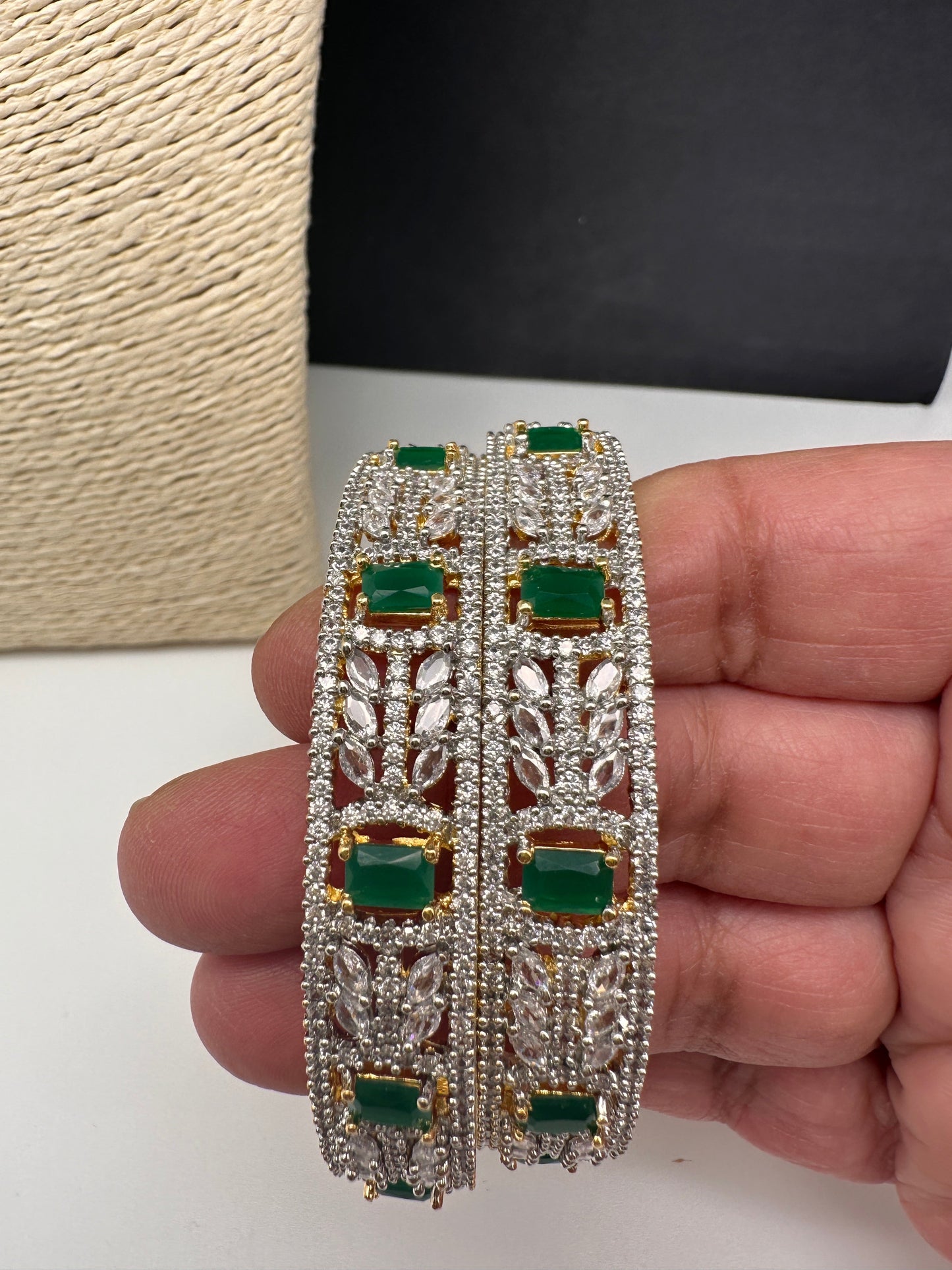 Emerald Green Marquise AD Bangles