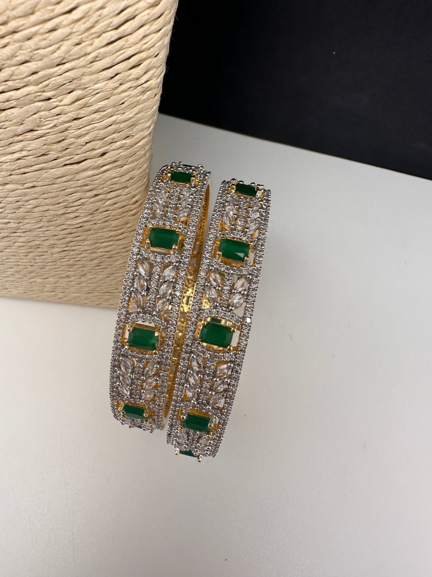 Emerald Green Marquise AD Bangles