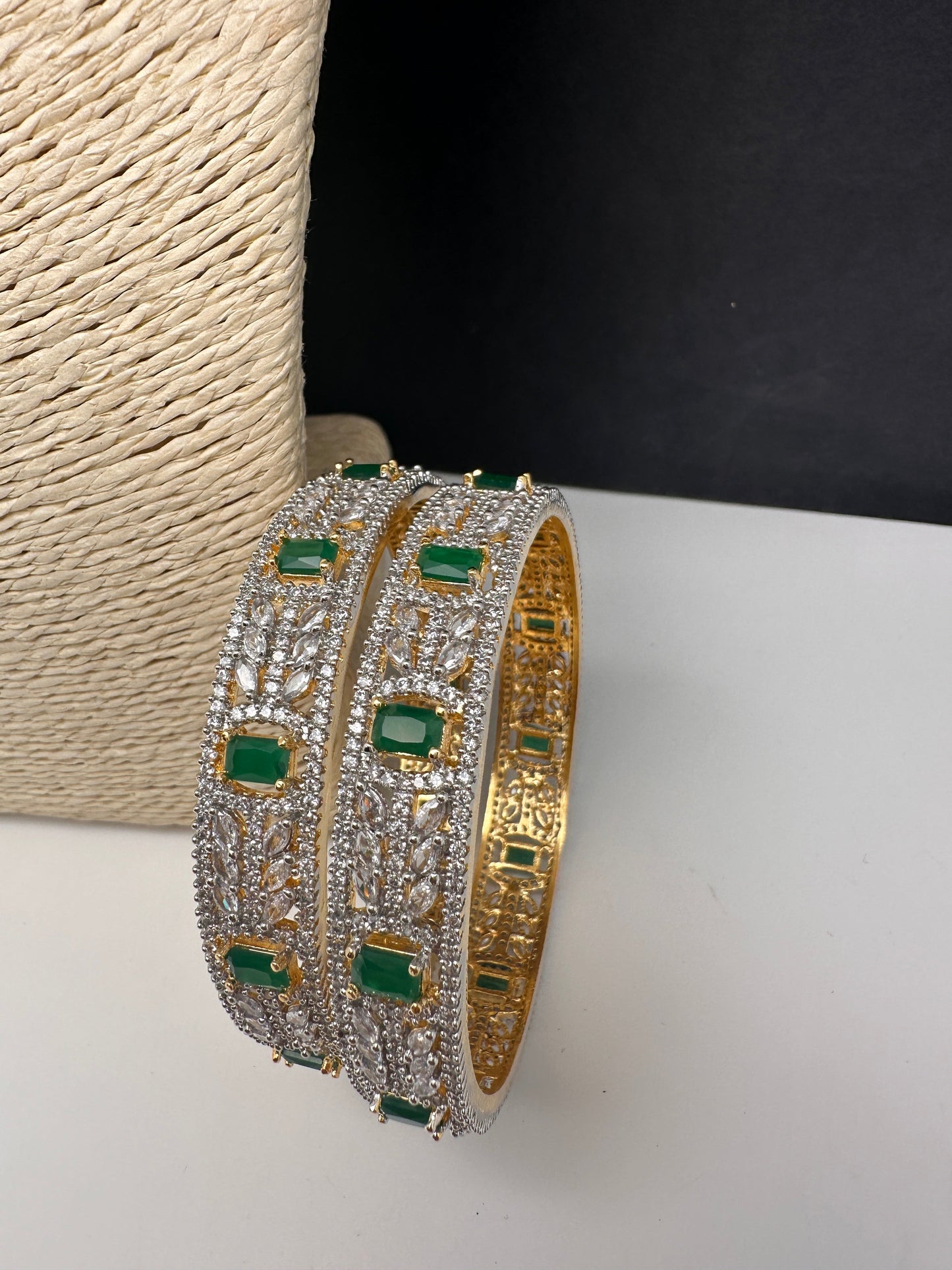 Emerald Green Marquise AD Bangles