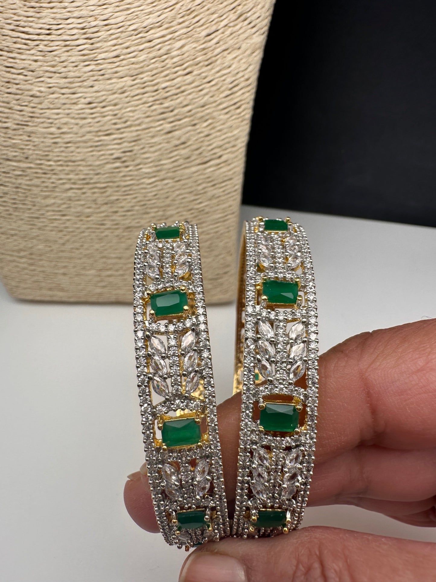 Emerald Green Marquise AD Bangles