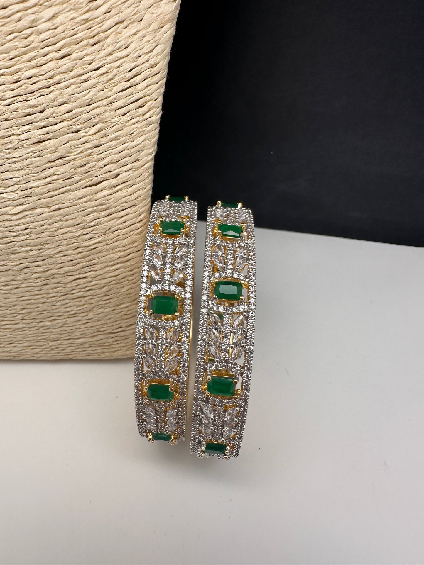 Emerald Green Marquise AD Bangles