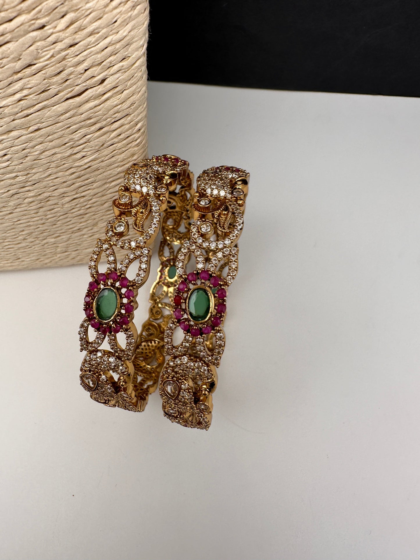 CZ Peacock Matte Bangles