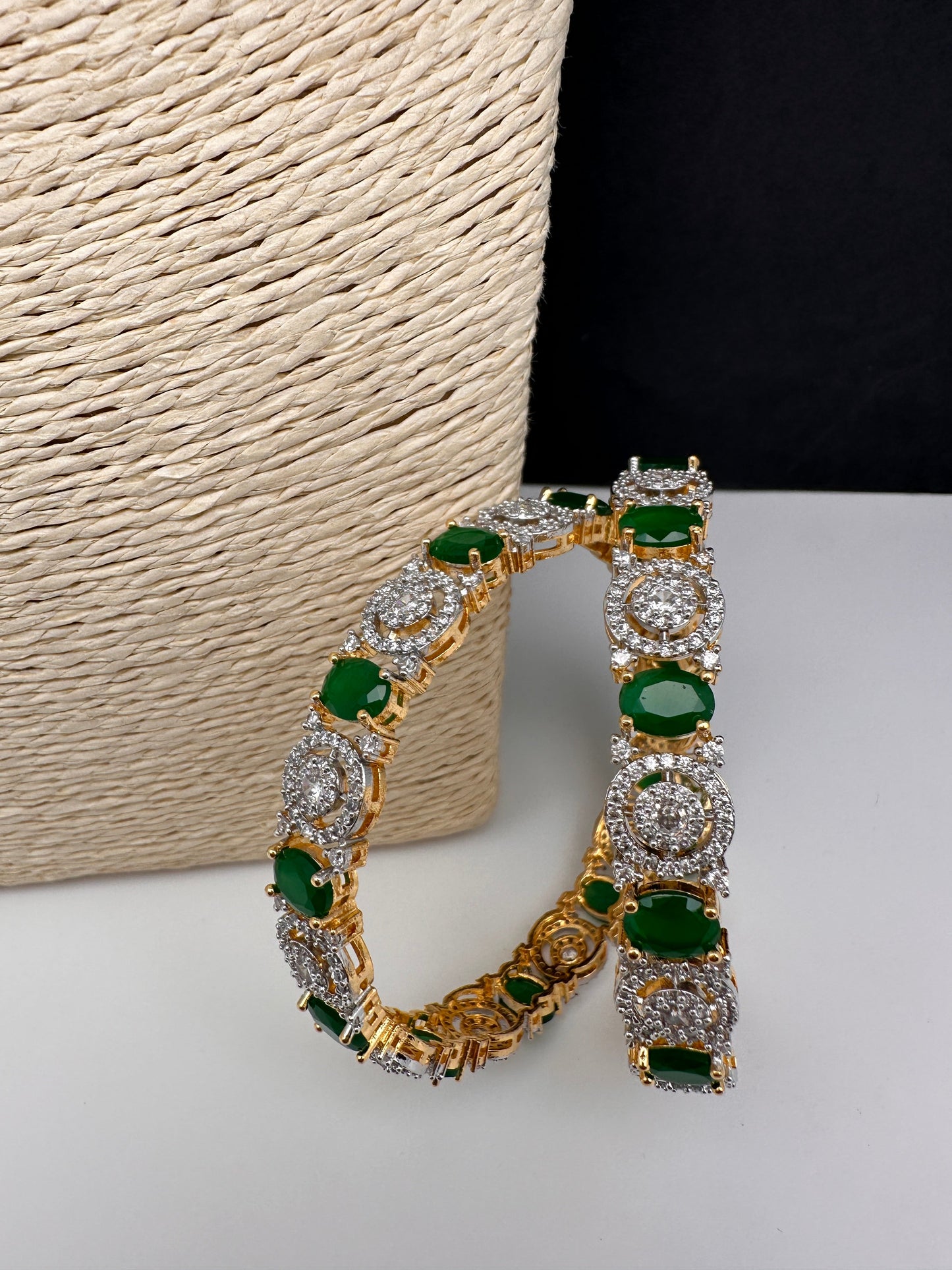 American Diamond Emerald Green Bangles