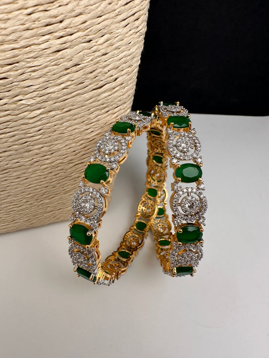 American Diamond Emerald Green Bangles