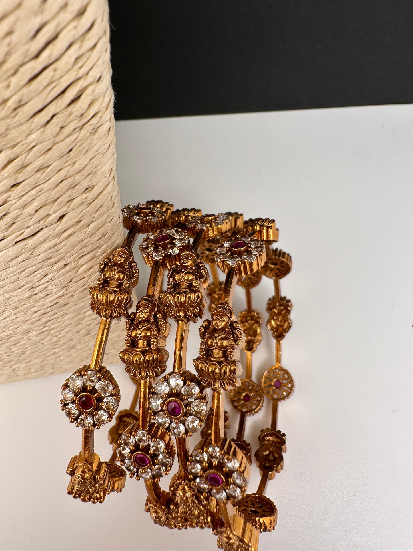 Matte Floral Goddess Lakshmi Set of 4 Bangles