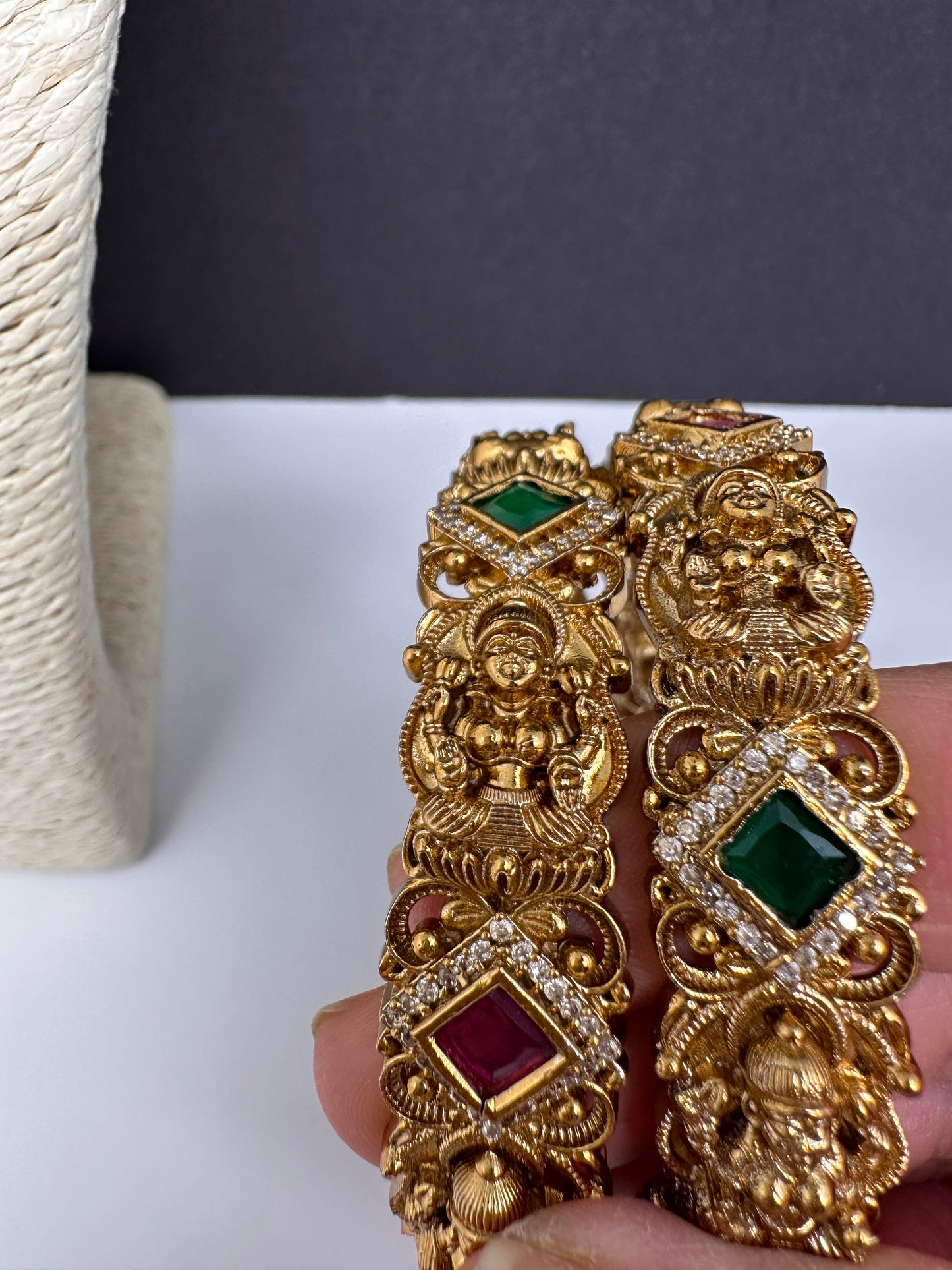 Matte Goddess Lakshmi Multi Color Kada Bangles