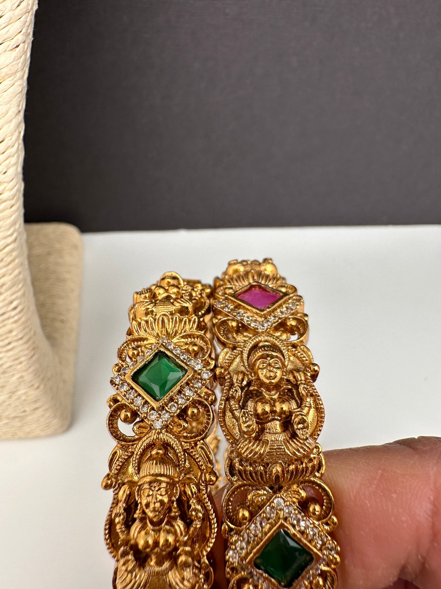 Matte Goddess Lakshmi Multi Color Kada Bangles