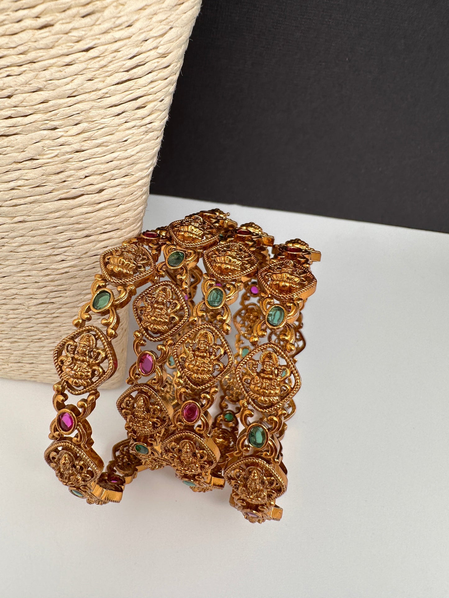 Matte Goddess Lakshmi Set of 4 Bangles