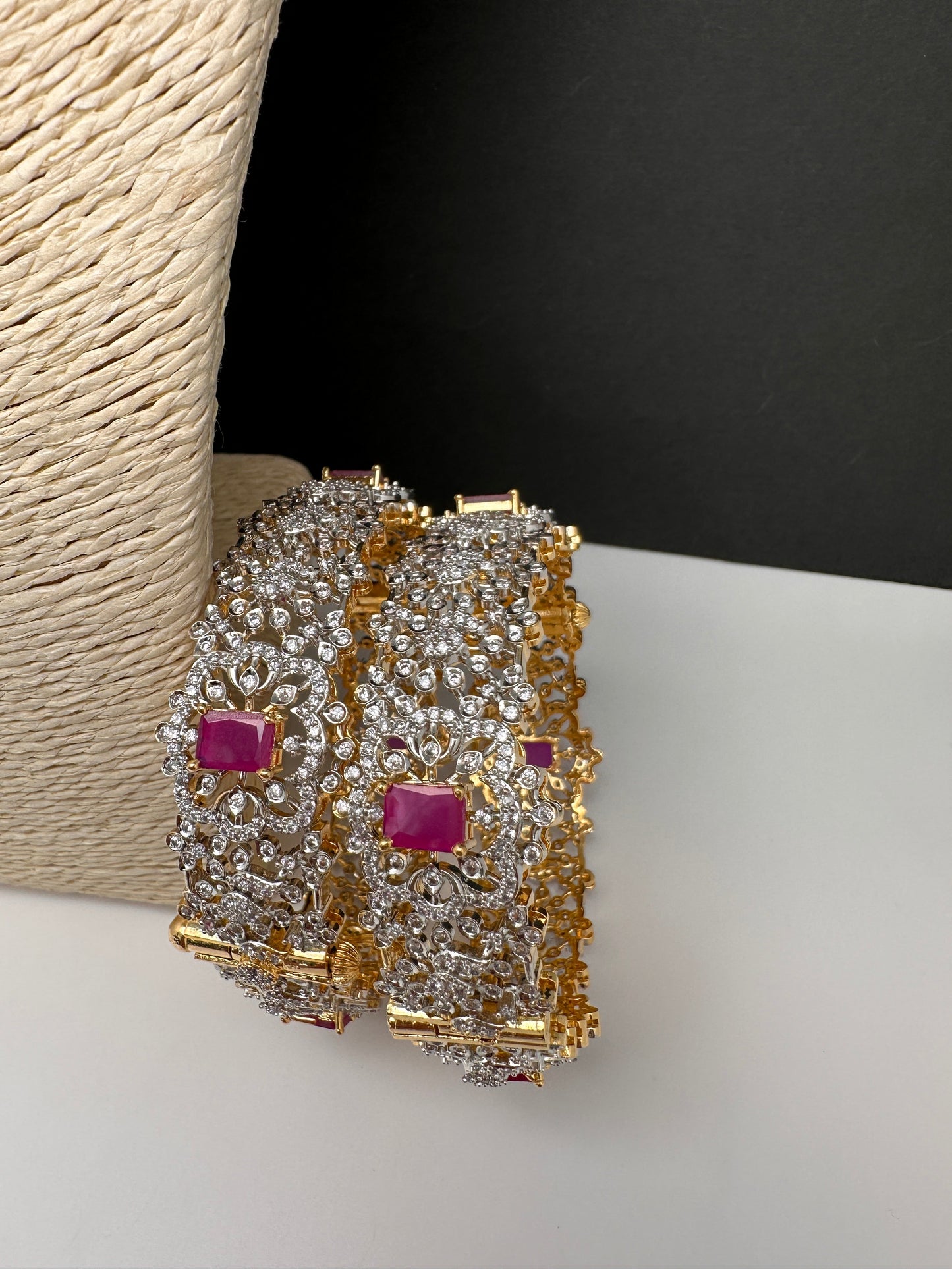 Ruby Red AD Openable Kada Bangles