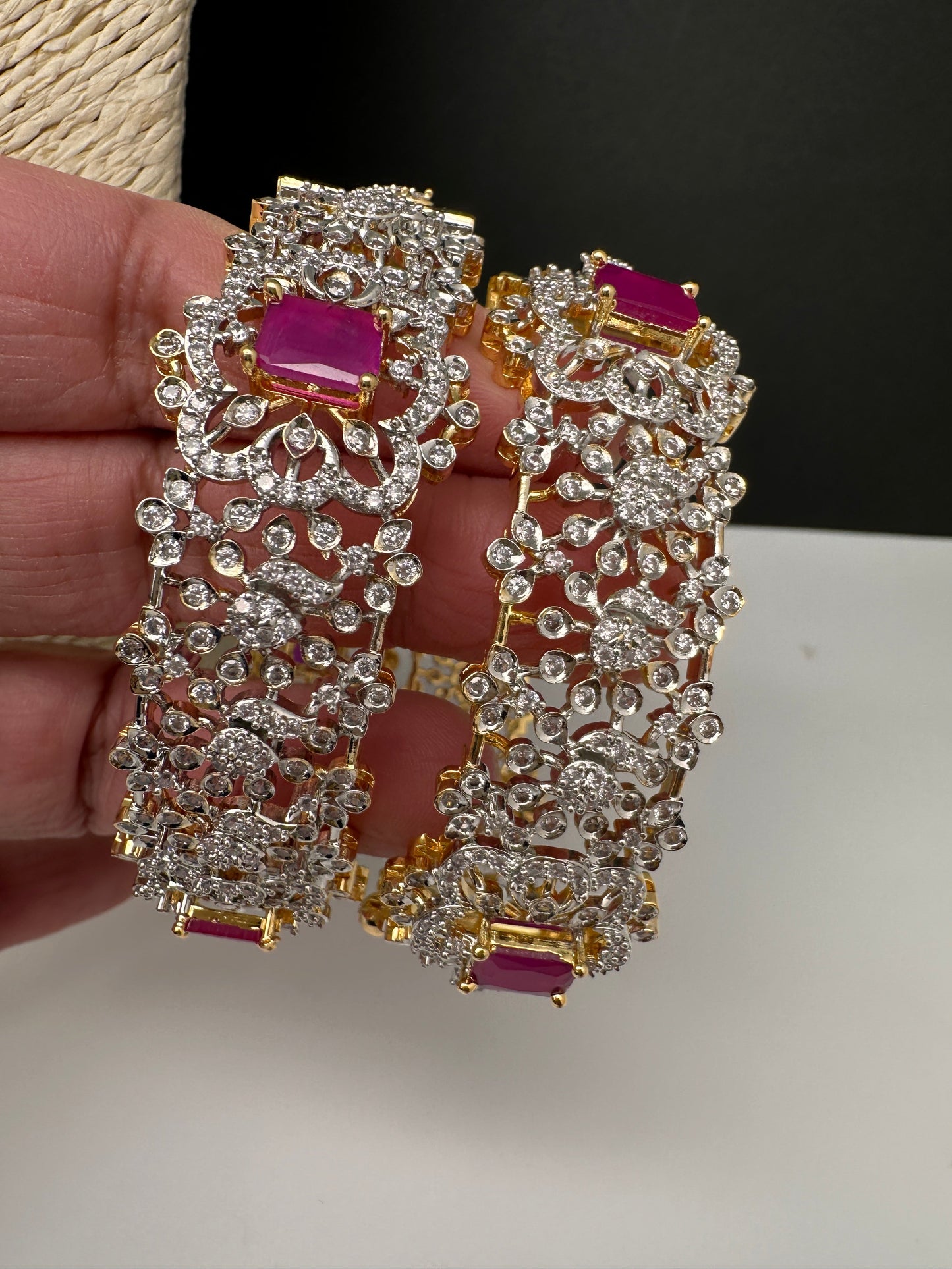 Ruby Red AD Openable Kada Bangles