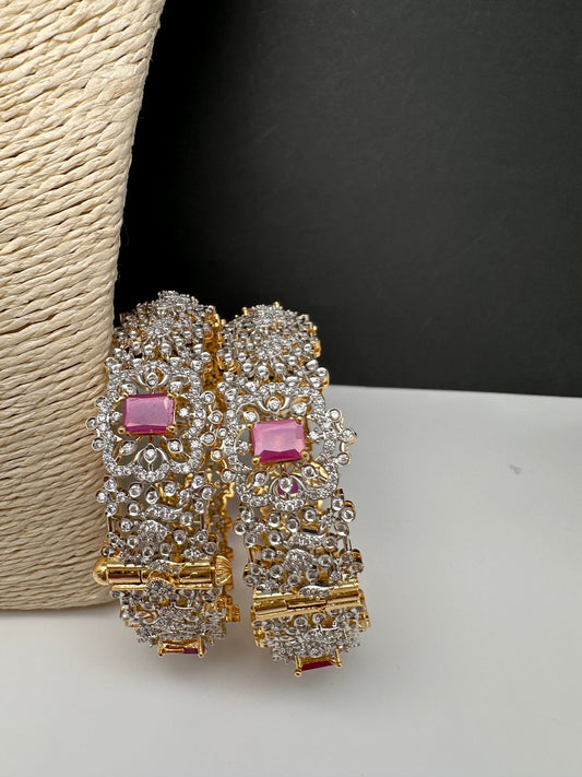 Ruby Red AD Openable Kada Bangles