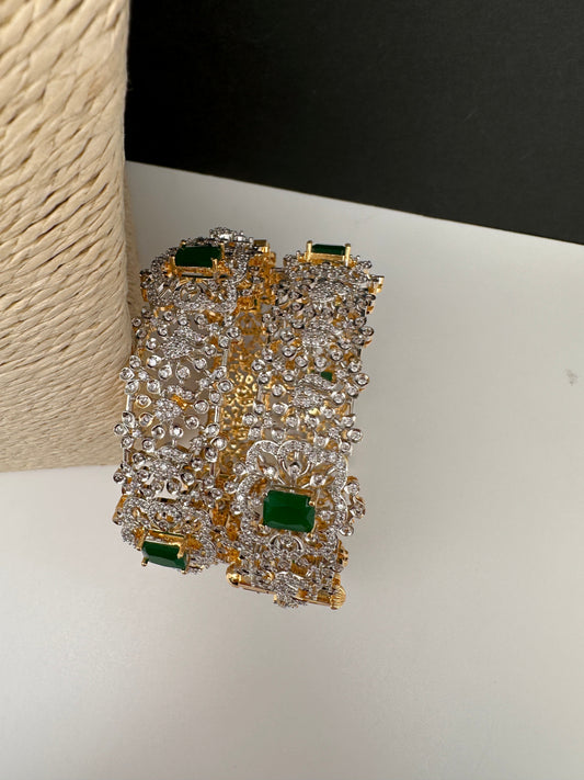 Emerald Green AD Openable Kada Bangles