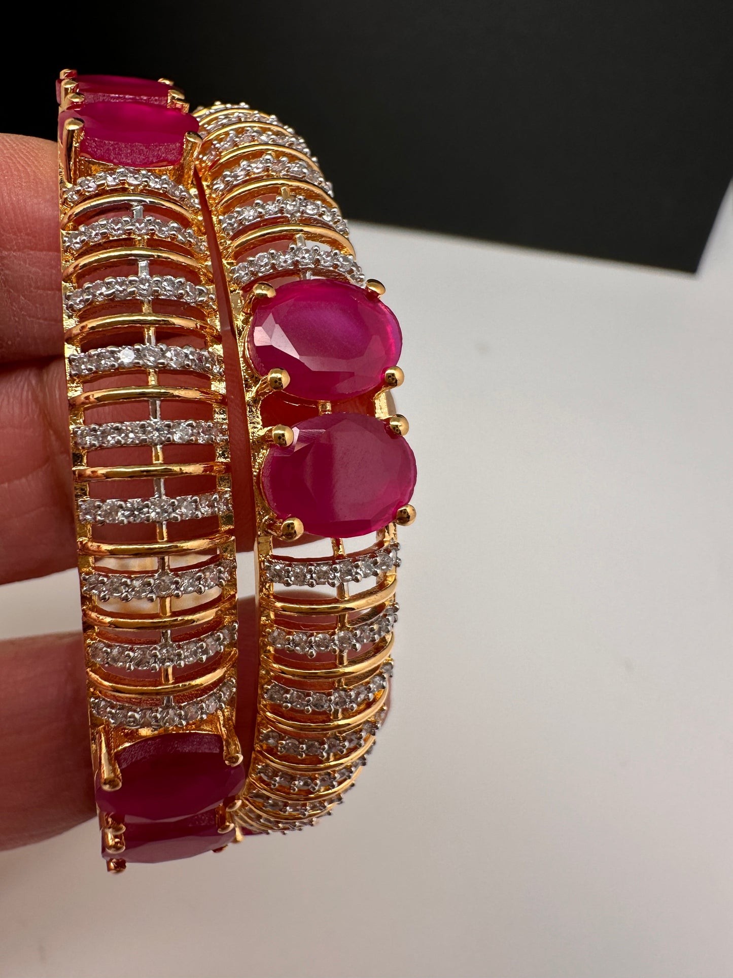 Ruby CZ Gold Bangles