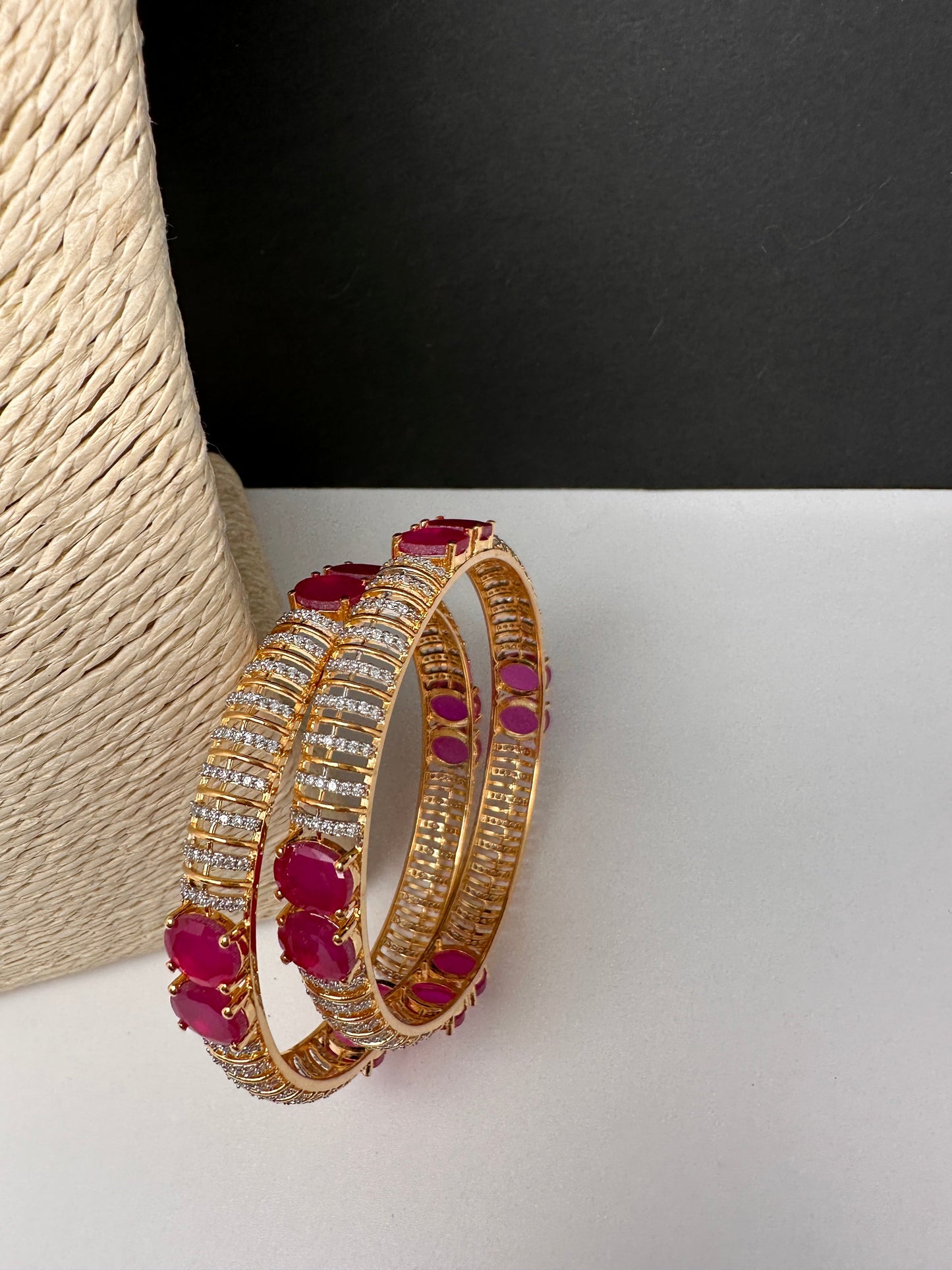 Ruby CZ Gold Bangles