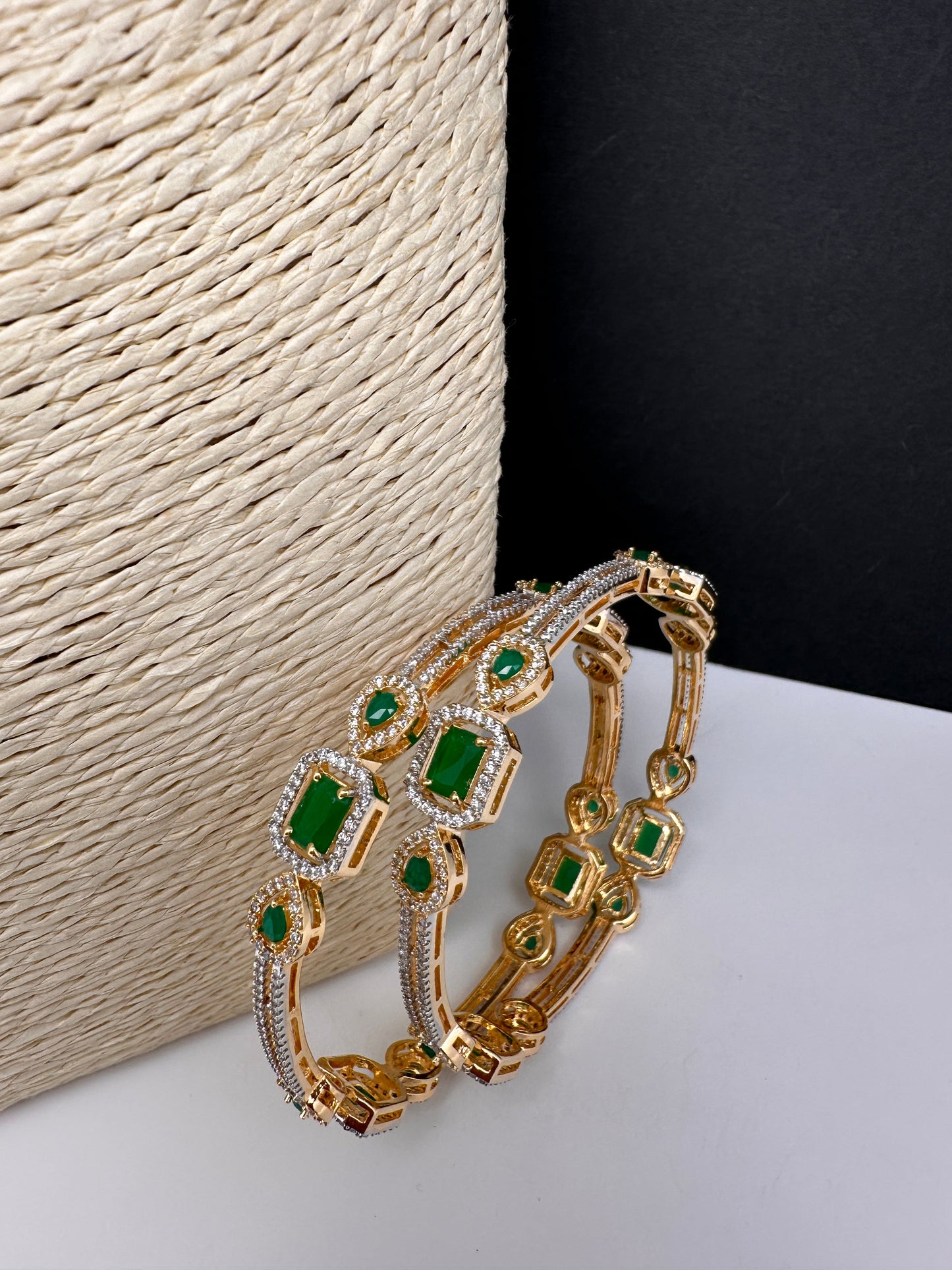 Emerald Green Sleek CZ Bangles