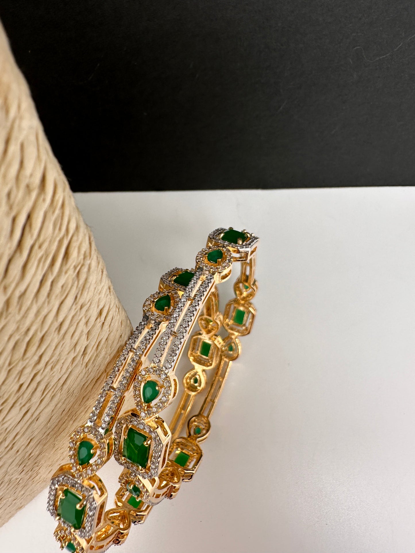 Emerald Green Sleek CZ Bangles