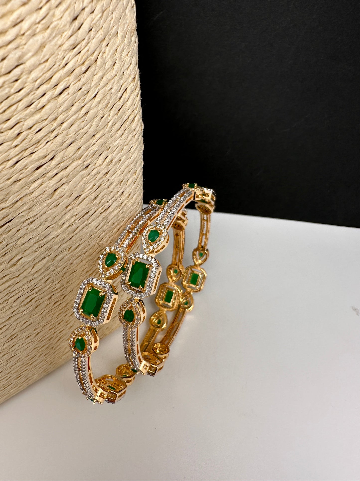 Emerald Green Sleek CZ Bangles