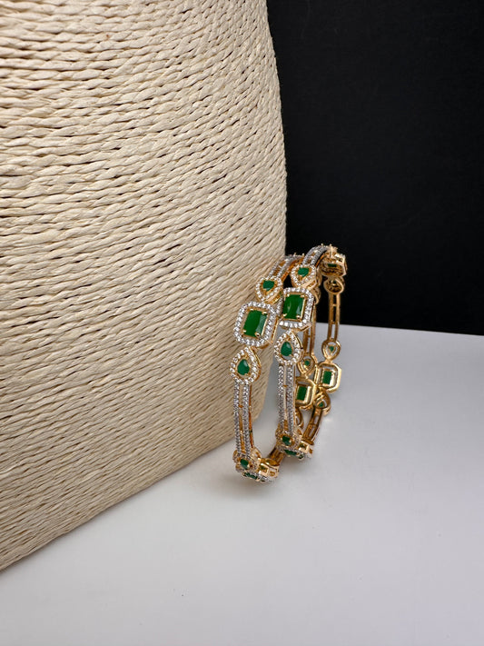 Emerald Green Sleek CZ Bangles
